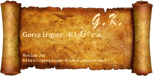 Genzinger Klára névjegykártya
